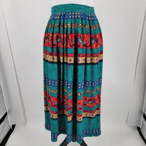 Chaus Skirt Womens 14 30" Waist Colorful Pleated Side Zip Vintage